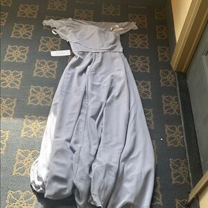 Elegant Light Lavender Off-Shoulder Evening Dress built- in bra